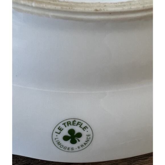 Vintage Le Trefle Limoges Porcelain Floral Wall Clock Plate C Battery Bulova 11" - Picture 7 of 9